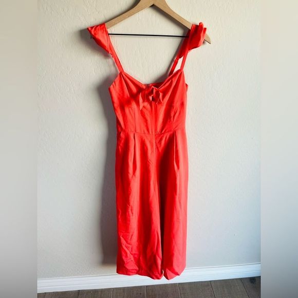 Yumi Kim Pants - Anthropologie Yumi Kim Orange Coral Milan Front Tie Wide Leg Jumpsuit NWOT Small